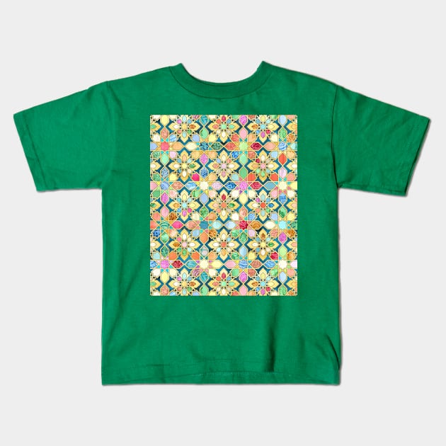 Gilded Moroccan Mosaic Tiles Kids T-Shirt by micklyn